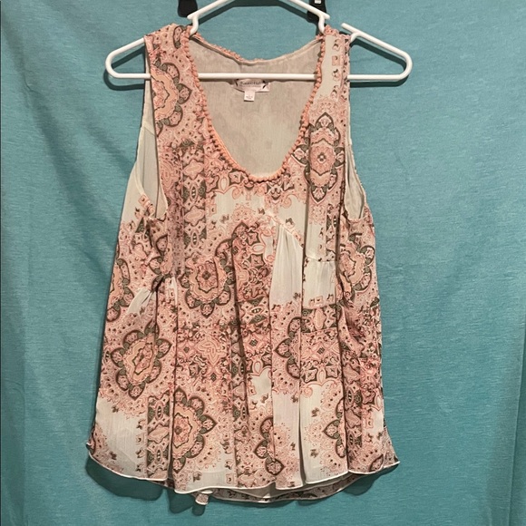 Nanette Lepore Blush and Cream Patterned Blouse - Picture 1 of 2